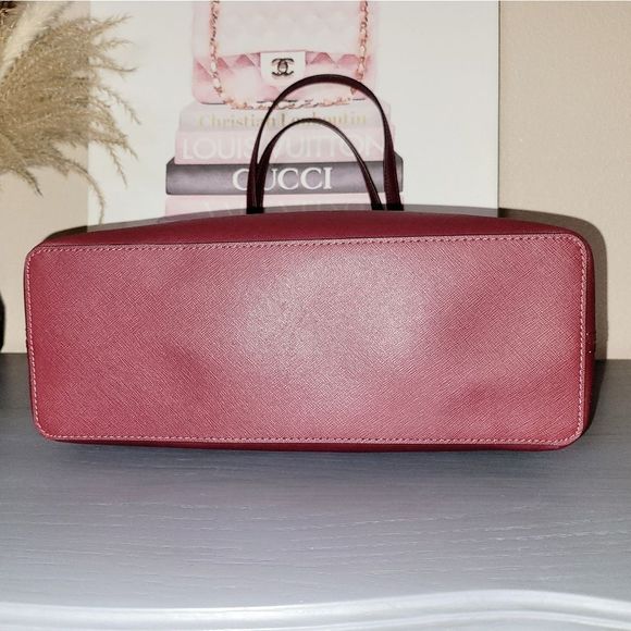 Michael Kors Jet Burgundy Leather Tote Bag - Picture 4 of 13